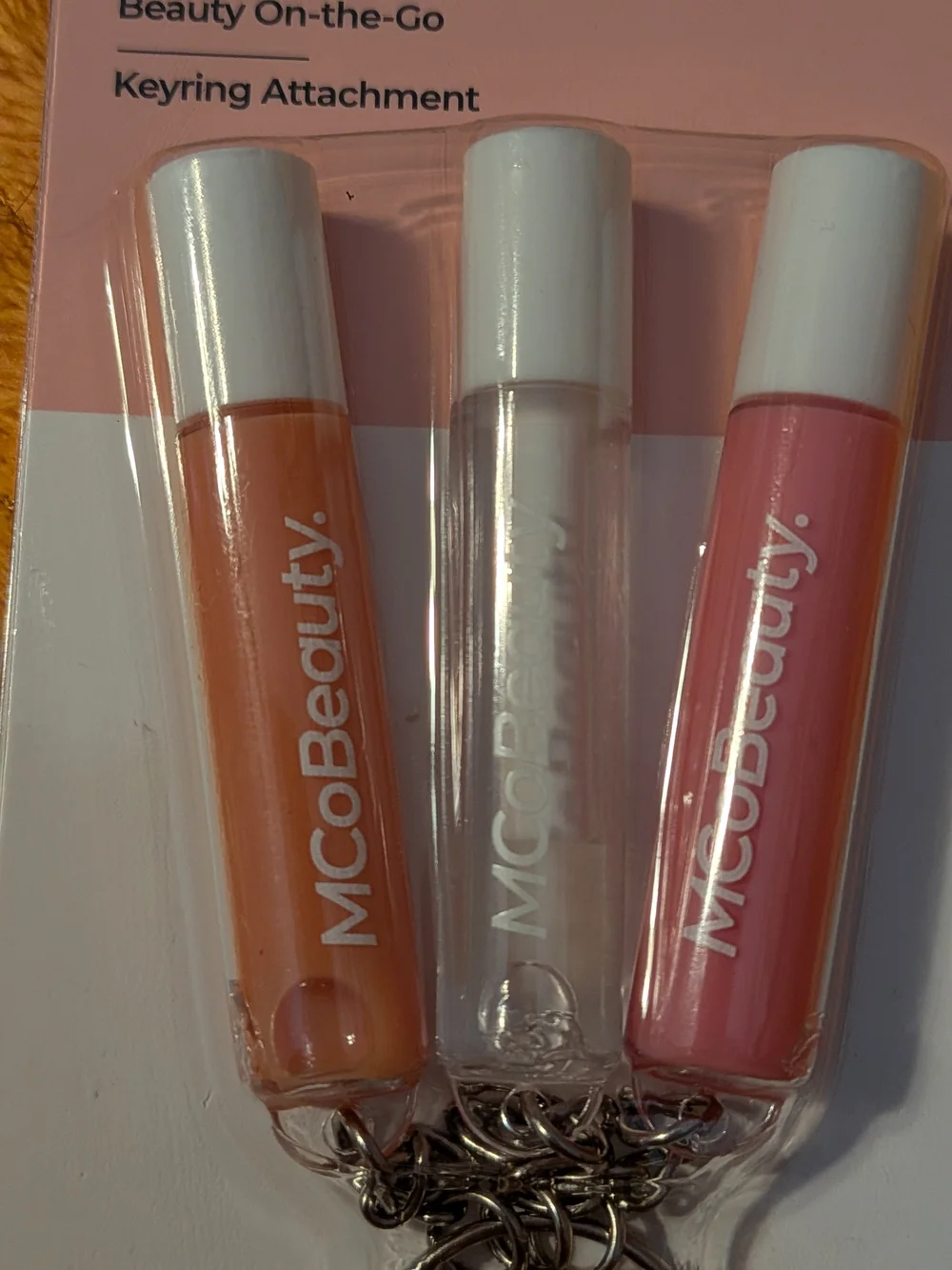 MCoBeauty LipGloss Trio Keyring - Set of 3 (Peach, Clear, Pink)